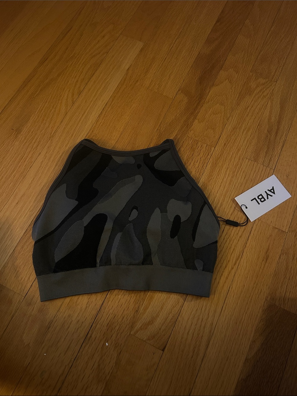 AYBL High Neck Camo Sports Bra - Gray & Black